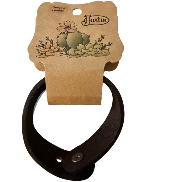 Justin Boots Tooled Leather Cuff Bracelet, NWT - Picture 2 of 5